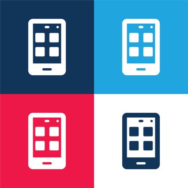 Uygulama mavi ve kırmızı dört renk en küçük simge kümesi