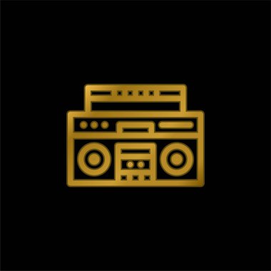 Boombox altın kaplama metalik simge veya logo vektörü