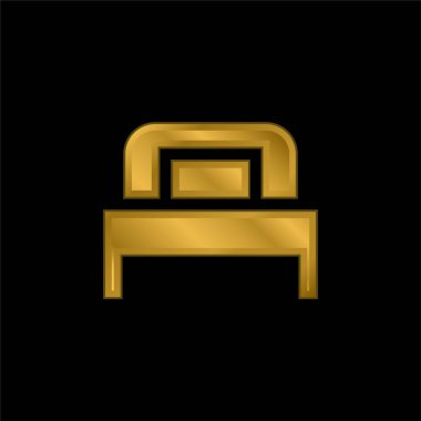 Yatak altın kaplamalı metalik simge veya logo vektörü