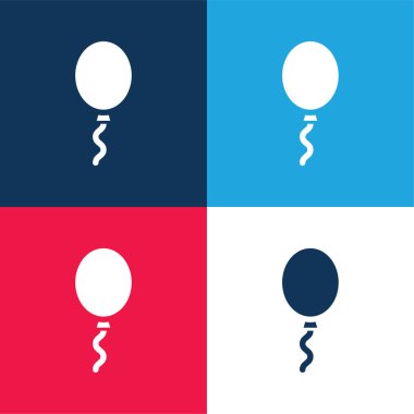Balon mavi ve kırmızı dört renk minimal simge kümesi