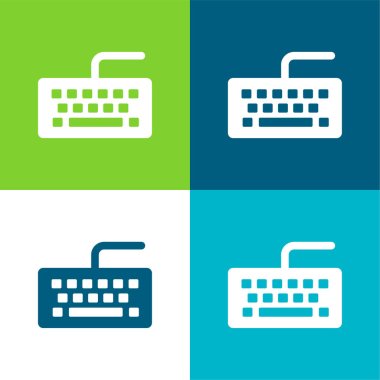 Black Keyboard Flat four color minimal icon set clipart