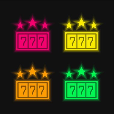 777 four color glowing neon vector icon clipart