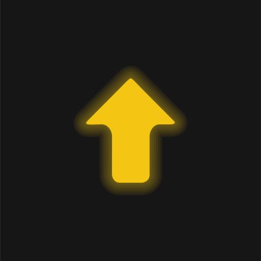 Yukarı doğru parlayan sarı neon ikon ok işareti