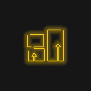 Kutu Paketleri Yığını Ultrathin Sarı parlak neon simgesi