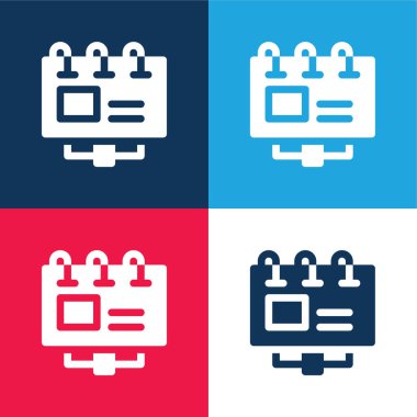 Billboard mavi ve kırmızı dört renk minimal simge kümesi