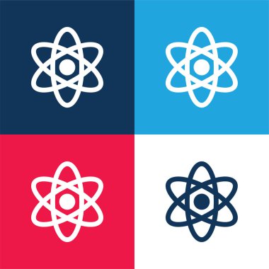 Atom mavi ve kırmızı dört renk en küçük simge kümesi