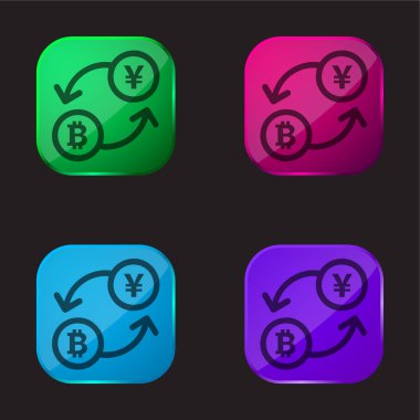 Bitcoin Değişimi Oranı dört renkli cam simge