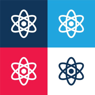 Atomik mavi ve kırmızı dört renk minimal simge kümesi