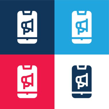 Reklam mavi ve kırmızı dört renk minimal simgesi