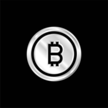 Bitcoin gümüş kaplama metalik simge