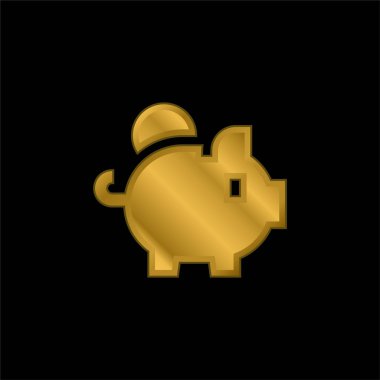 Banka altın kaplamalı metalik simge veya logo vektörü
