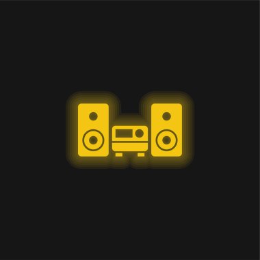 Ses Ekipmanları sarı parlayan neon simgesi