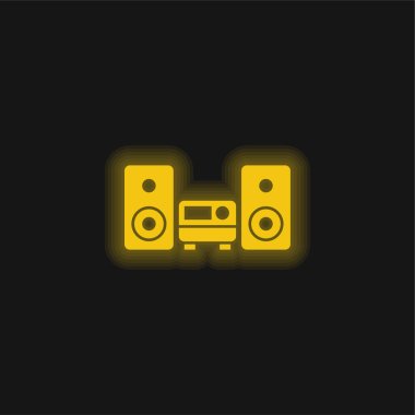 Audio Equipment yellow glowing neon icon clipart