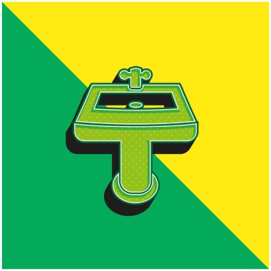 Banyo Lavabosu Yeşil ve Sarı 3D vektör simgesi