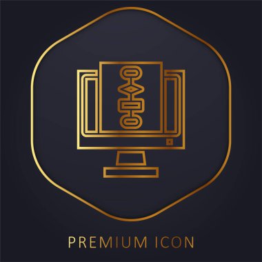 Algoritma altın çizgi prim logosu veya simgesi