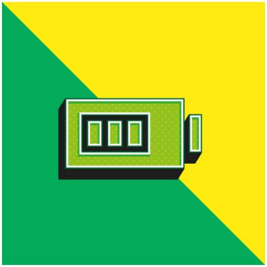 Pil Yeşil ve Sarı modern 3D vektör simgesi logosu