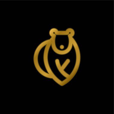 Bear gold plated metalic icon or logo vector clipart
