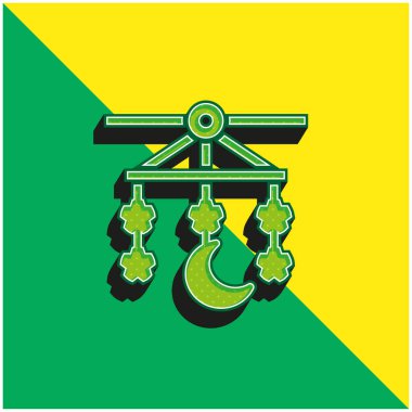 Bebek Mobil Yeşil ve Sarı 3D vektör simgesi