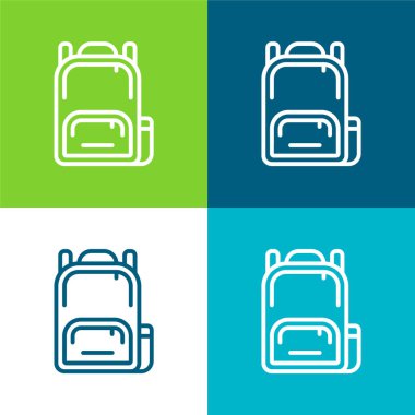 Sırt çantası Düz 4 renk minimal simgesi seti