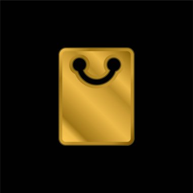 Black Shopping Bag altın kaplama metalik simge veya logo vektörü