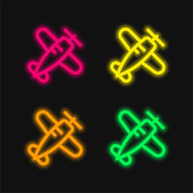 Dört renkli parlayan neon vektör simgesi