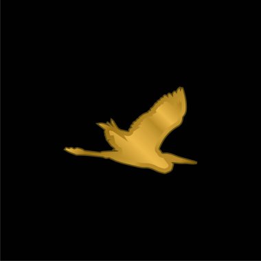 Kuş Heron Uçan Şekli Altın kaplama metalik simge veya logo vektörü