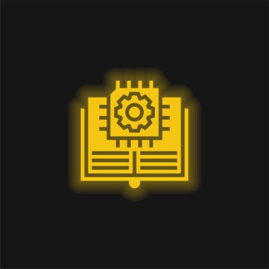 Yapay Zeka sarı parlak neon simgesi