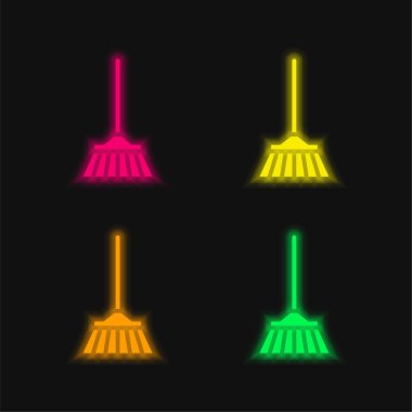 Dört renk parlayan neon vektör simgesi aç