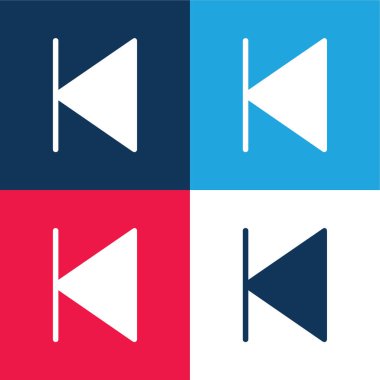 Arka mavi ve kırmızı dört renk minimal simge kümesi