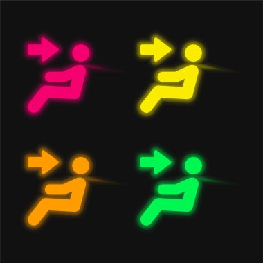 Klima Dört renk parlayan neon vektör simgesi