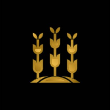 Tarım altın kaplamalı metalik simge veya logo vektörü
