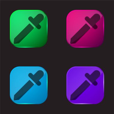 Siyah Damla 4 renkli cam düğme simgesi