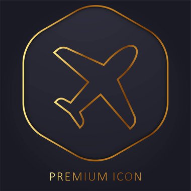 Uçak altın çizgisi prim logosu veya simgesi