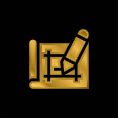 Mimari altın kaplama metalik simge veya logo vektörü
