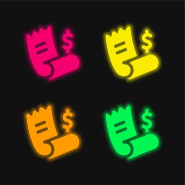 Dört renkli parlak neon vektör simgesi