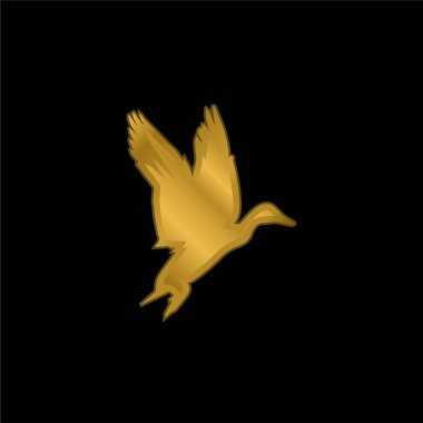 Kuş Su Kuşu Altın Kaplama Metal Simge veya logo Vektörü
