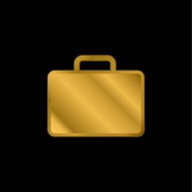 Siyah Evrak Çantası Altın Kaplama Metal Simge veya Logo Vektörü