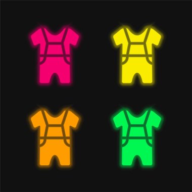Bebek Giysileri 4 renkli parlayan neon vektör simgesi