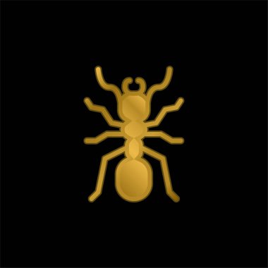 Ant gold plated metalic icon or logo vector clipart