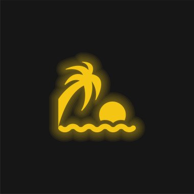 Plaj Günbatımı Sarı parlak neon simgesi
