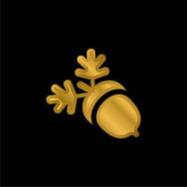 Meşe palamudu altın kaplama metalik simge veya logo vektörü