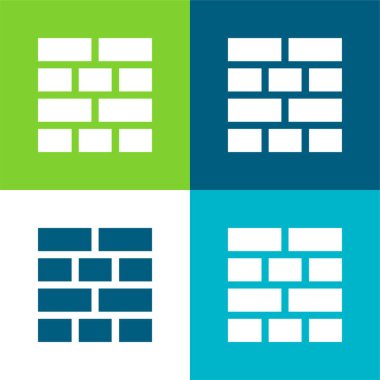Bricks Layout Flat four color minimal icon set clipart