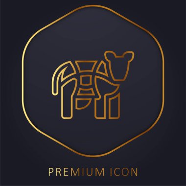 Sığır eti altın çizgisi prim logosu veya simgesi