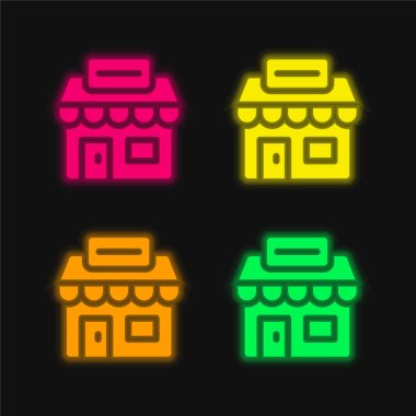 Ajans dört renk parlayan neon vektör simgesi