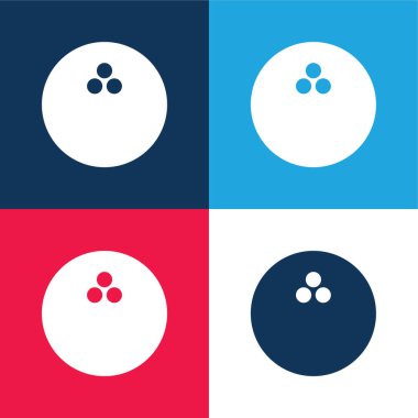 Bowling topu mavi ve kırmızı dört renk minimal simge kümesi