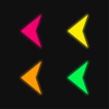 Ok İşaretleme Sol dört renk neon vektör simgesi