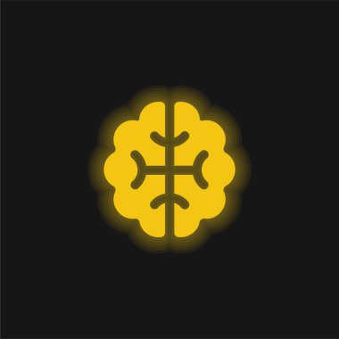 Beyin sarısı parlak neon simgesi