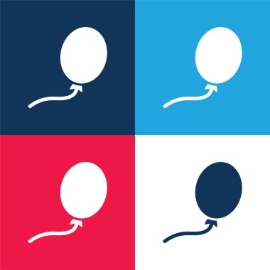 Balon Siyah Oval Şekil Mavi ve Kırmızı Dört Renk Minimum Simgesi
