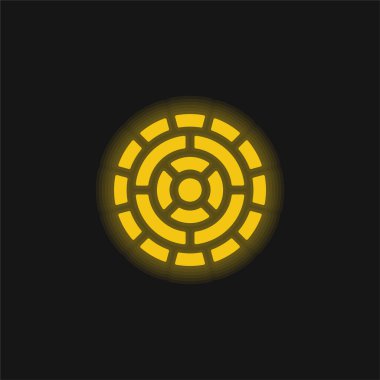 Aztek Takvimi sarı parlak neon simgesi