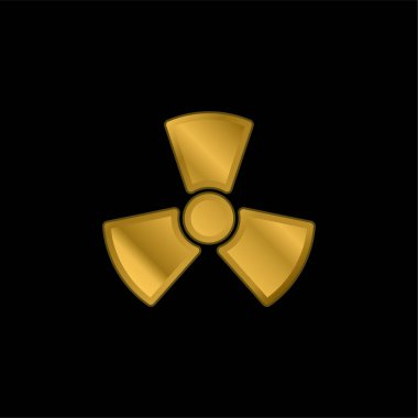 Biohazard gold plated metalic icon or logo vector clipart
